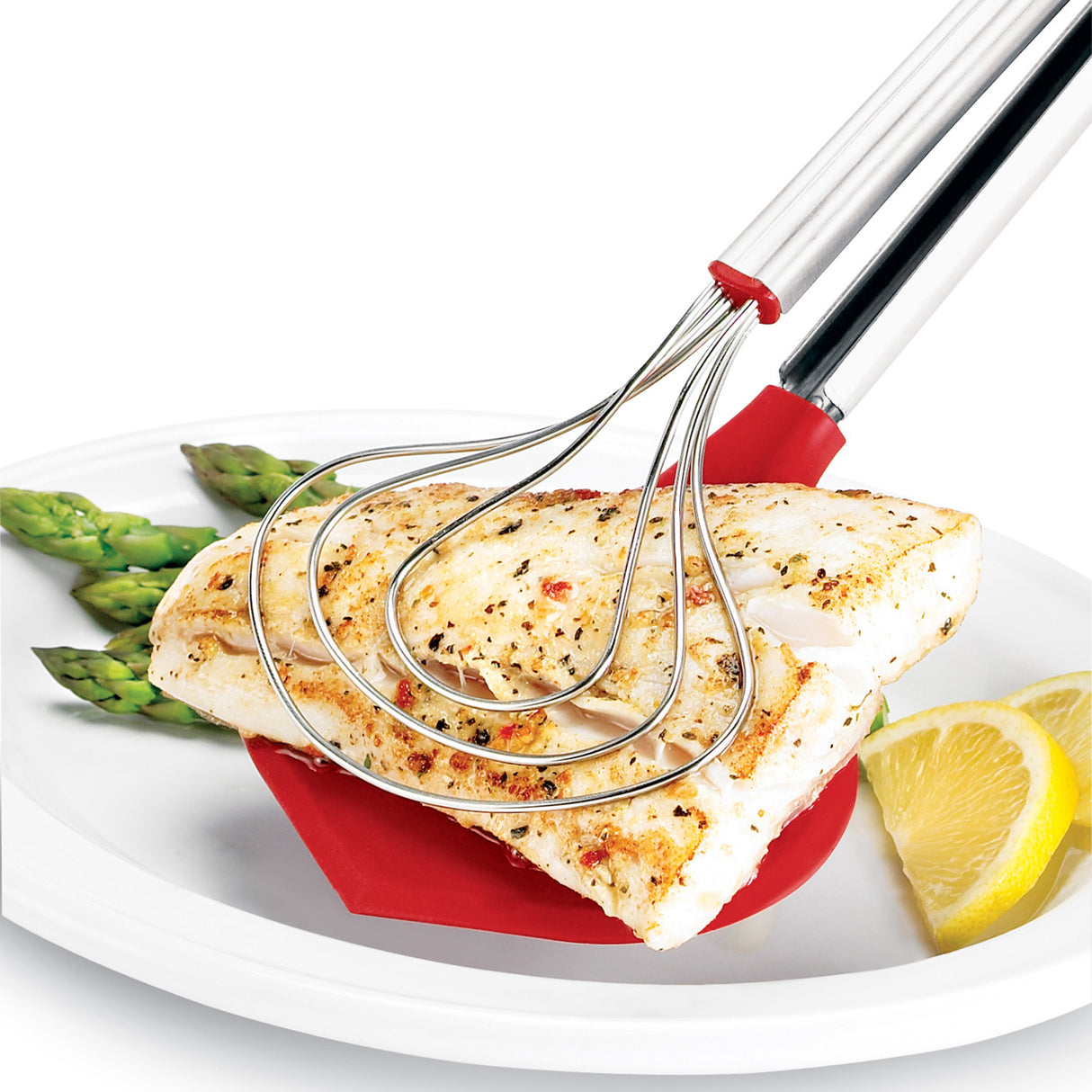CUISIPRO Fisch- und Servierzange in Rot, 33 cm, aus Edelstahl, perfekt zum Servieren von Fisch und Fleisch.