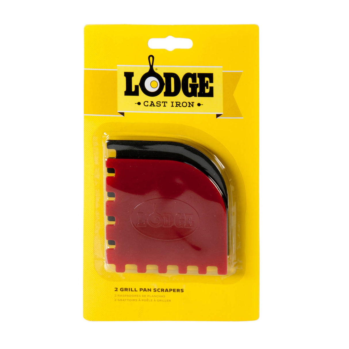 Lodge Schaber für Grillpfannen, schwarz und rot, 2er-Set, hitzebeständiges Küchenwerkzeug zum Wenden und Reinigen