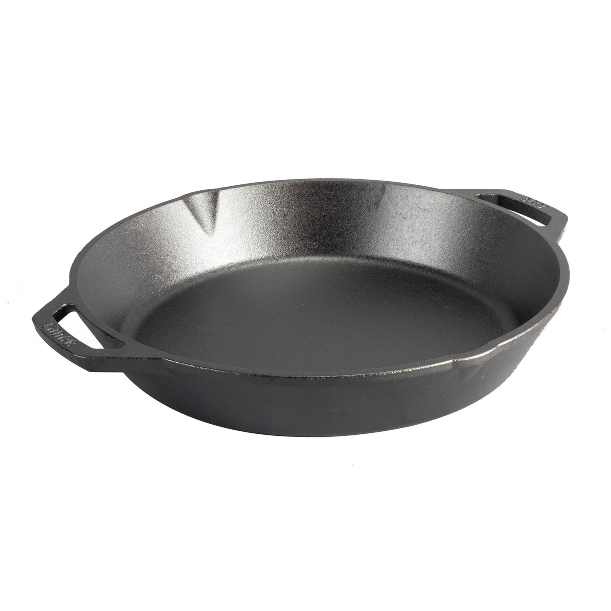 Schwarze Gusseiserne Pfanne von LODGE, Classic-Serie, langlebig und ideal zum Braten und Kochen in der Küche.