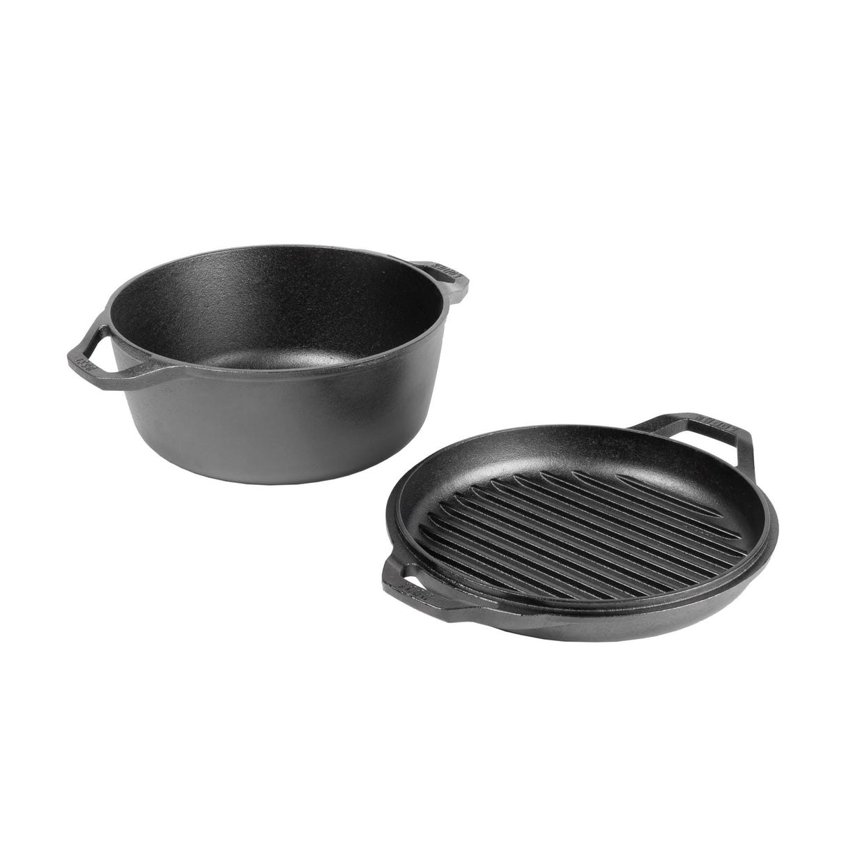 Schwarzer LODGE Dutch-Oven, Chef-Design, aus Gusseisen, mit Deckel und Griffen, für Kochen und Braten in der Küche
