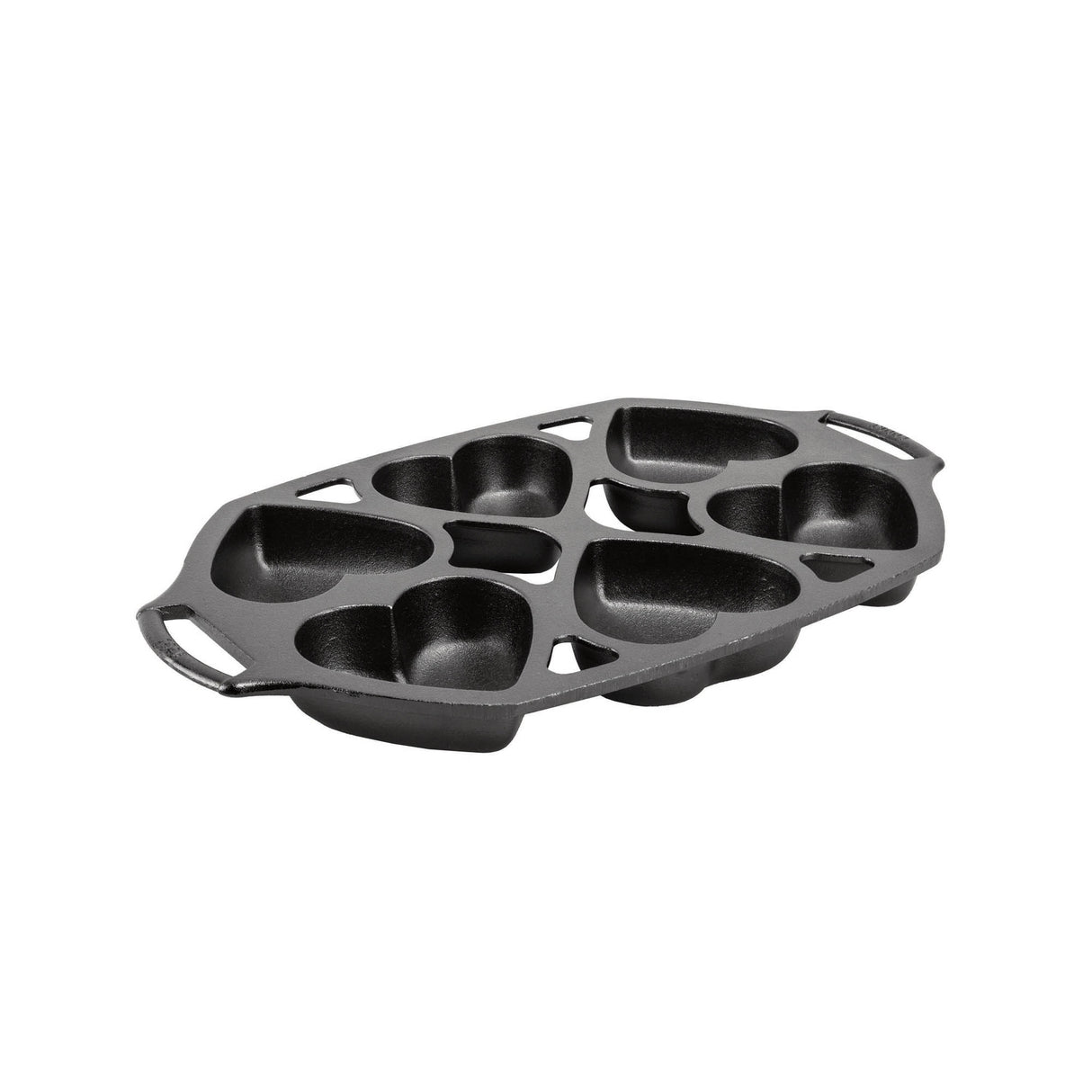 Schwarze LODGE Kuchenform in Herzform, ideal für Kuchen backen, mit klassischem Design und hochwertigem Material.