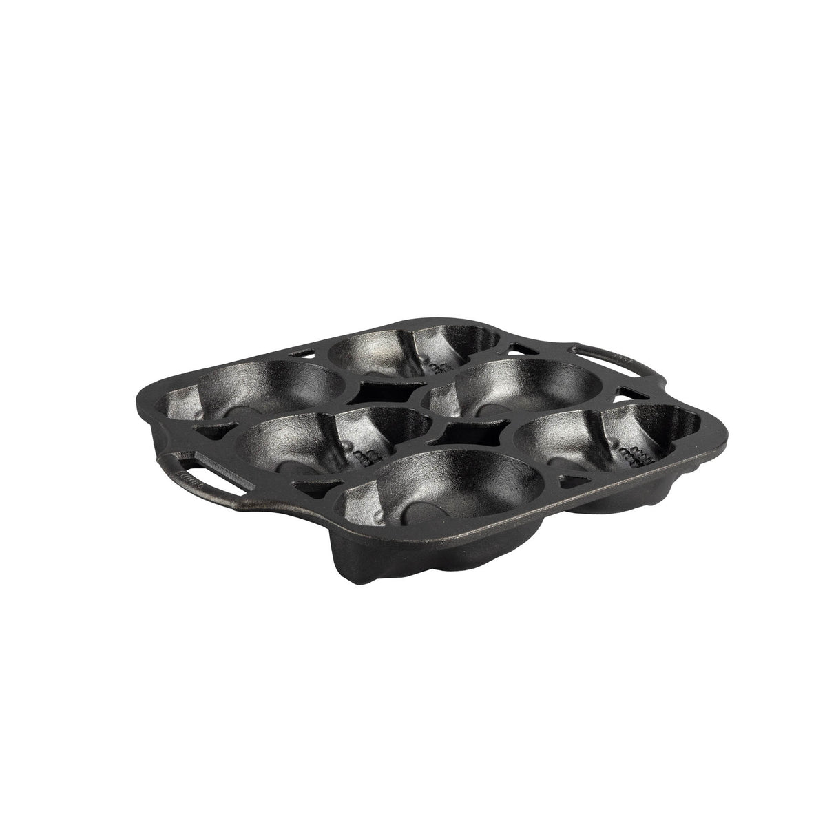 Schwarze Kuchenform von LODGE mit 6 Totenkopf-Designs, langlebiges Metall für kreative Backideen