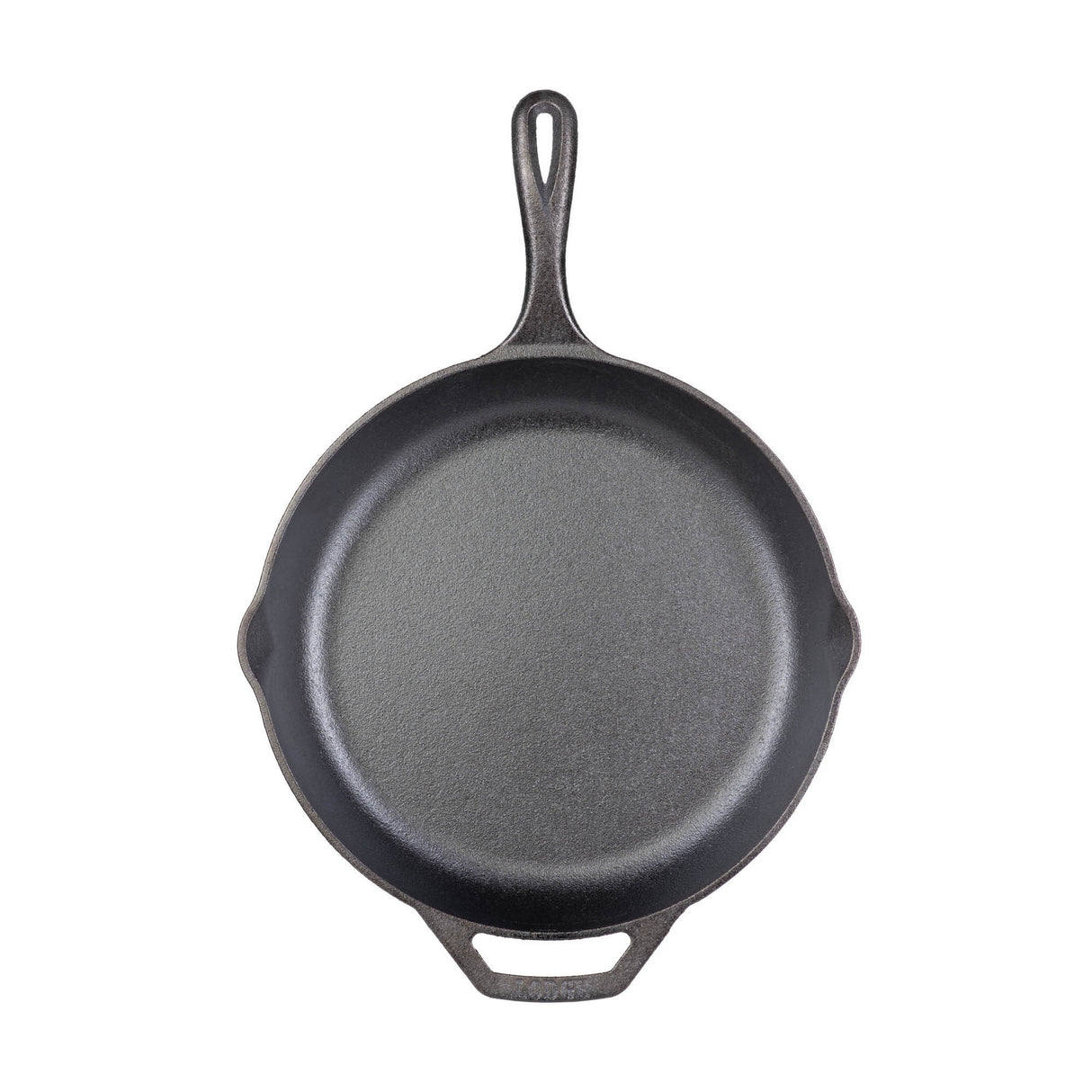 Schwarze Lodge gusseiserne Pfanne für Kochen und Braten, mit ergonomischem Griff, auf Kochplatte liegend