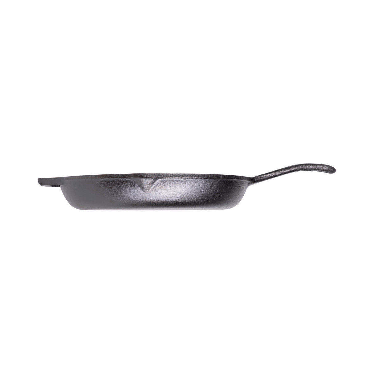 Schwarze Gusseiserne Pfanne von Lodge, Modell CHEF, mit robustem Griff und glatter Kochfläche, ideal zum Braten und Sautieren