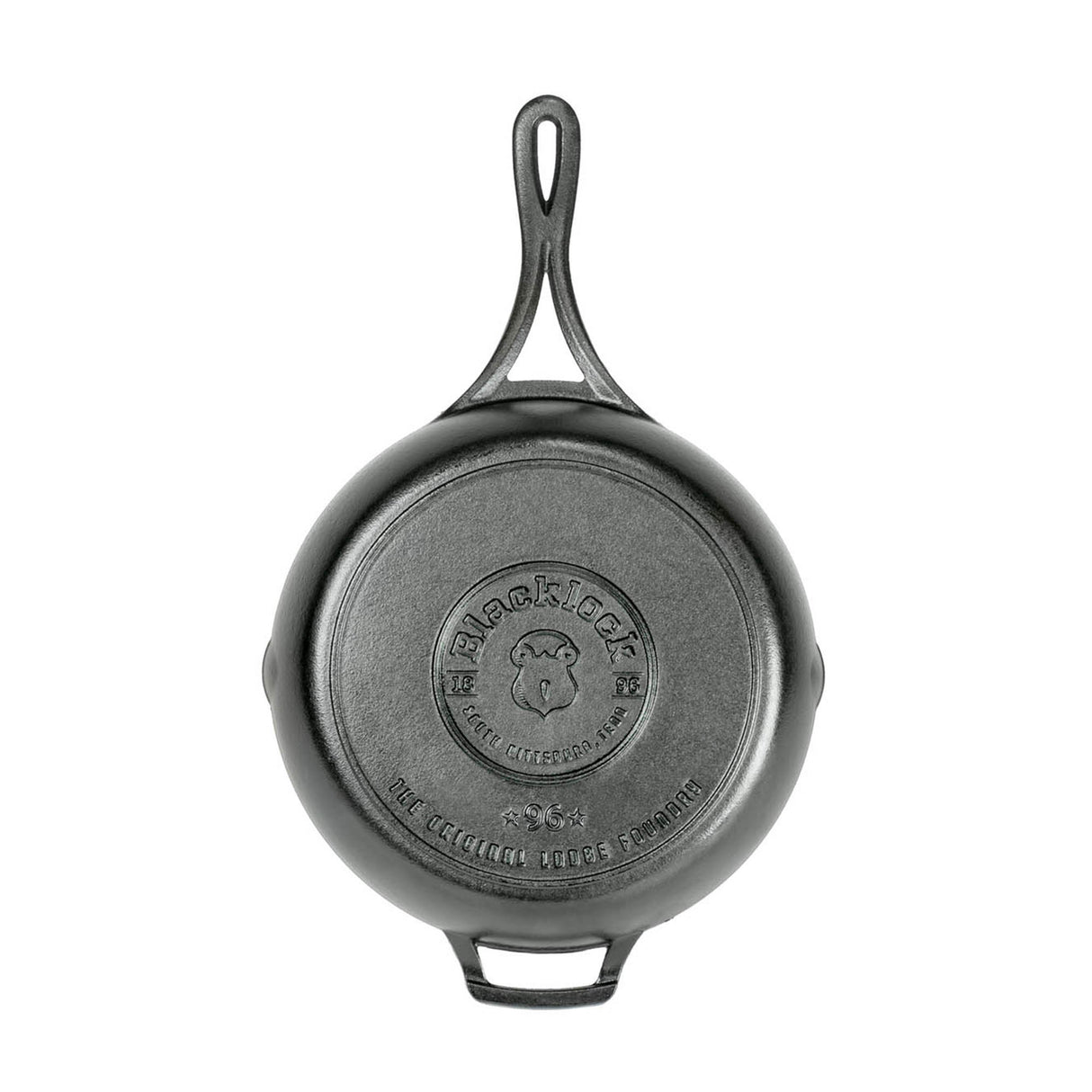 Schwarze Lodge Pfanne Black Lock, 26 cm, mit langlebigem Kochgeschirr aus Gusseisen auf einer Herdplatte.