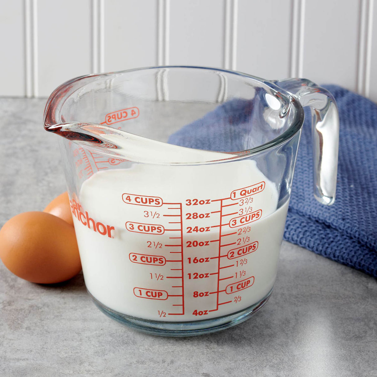 Messbecher von ANCHOR HOCKING, transparentes Glas mit Messmarkierungen für präzises Abmessen in der Küche