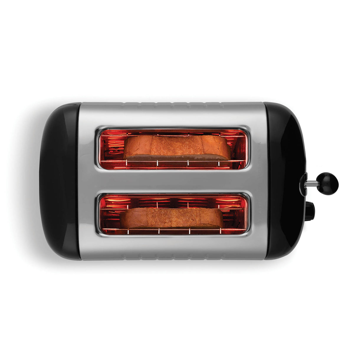 Dualit Toaster LITE mit zwei Toastscheiben, Edelstahlgehäuse und Bedienknöpfen, ideal für knuspriges Frühstück.