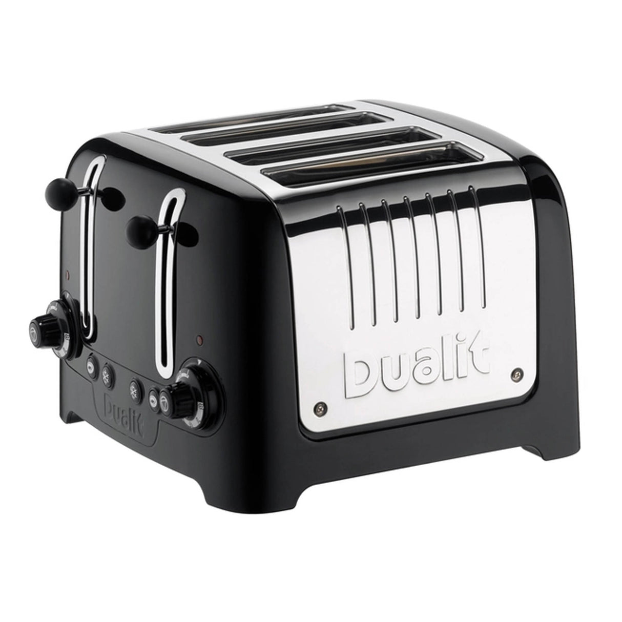 Schwarzer DUALIT 2+1 Combi Toaster LITE mit zwei Toastscheiben und zusätzlicher Funktion, modernes Design, rechteckig.