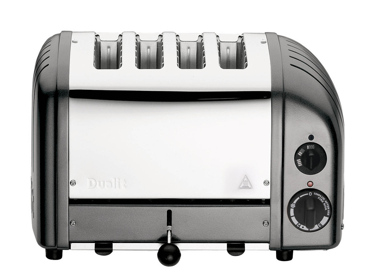 Dualit Toaster Newgen in grau metallic, mit 4 Scheiben, modernes Design und langlebige Edelstahl-Beschichtung.