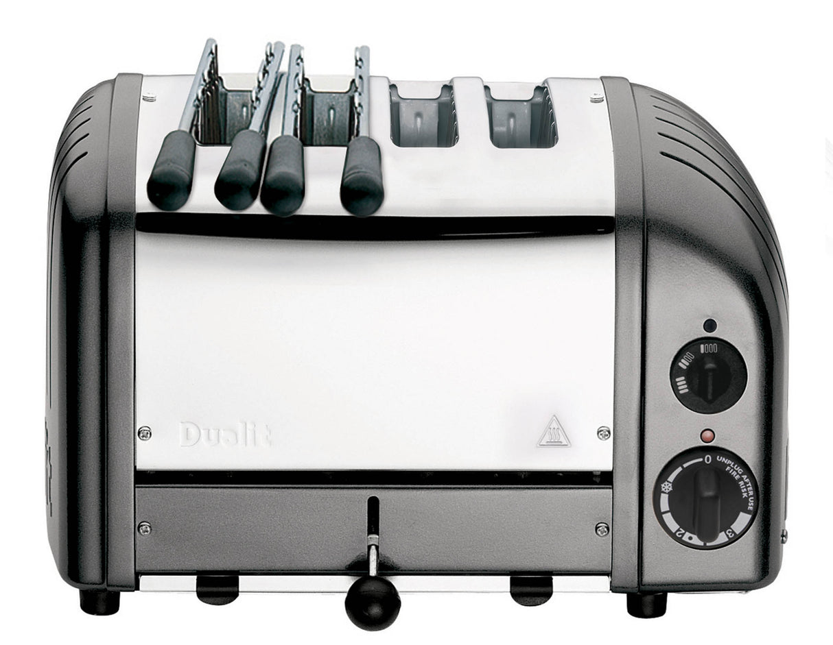 Dualit Toaster Newgen in grau metallic, 4 Scheiben, modernes Design, Edelstahl, mit Krümelschublade und Bedienelementen