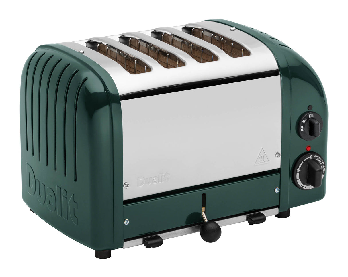 DUALIT Toaster Newgen mit 4 Scheiben, grünes Design, modernes Küchengerät für knuspriges Toasten, sichtbar auf dem Bild.