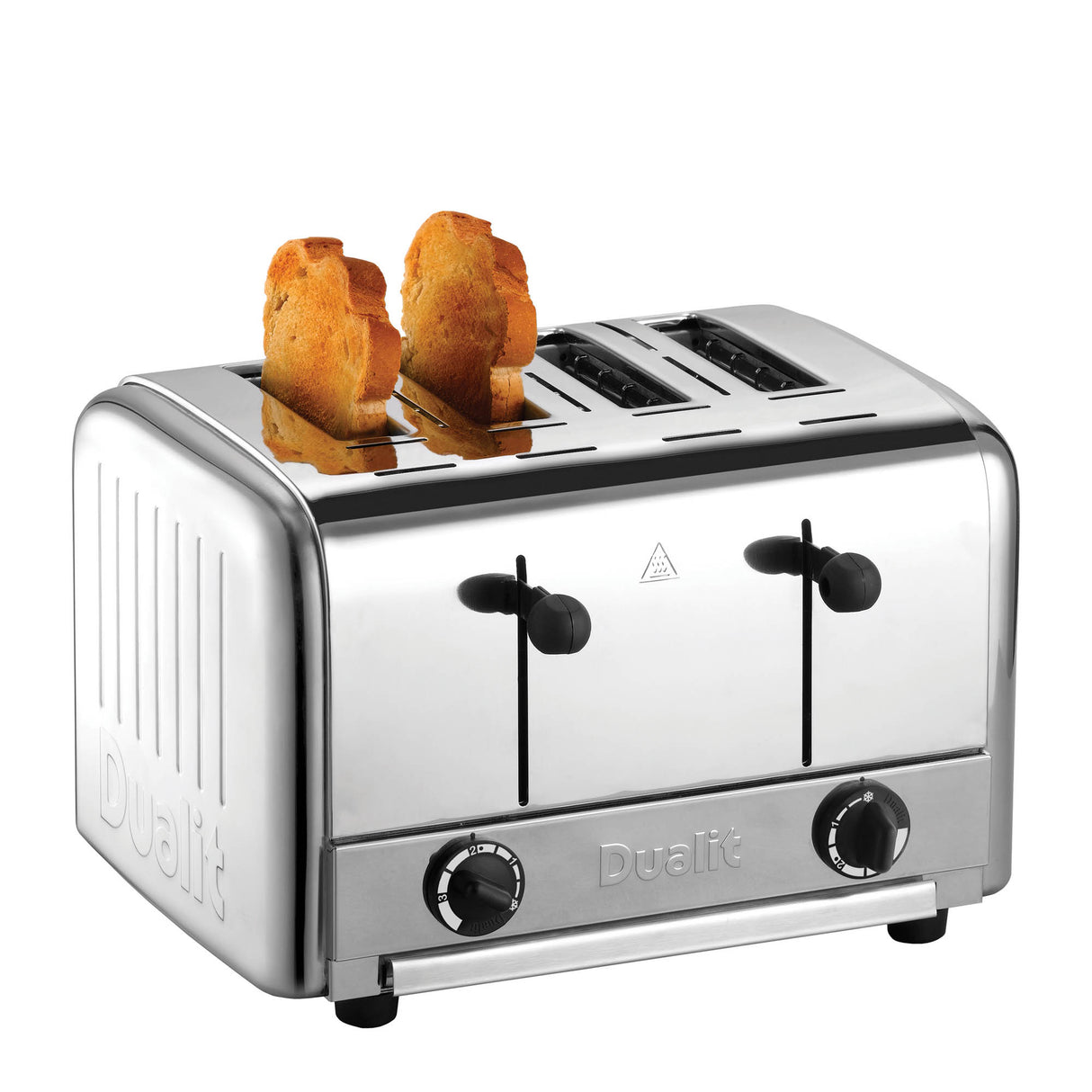 Schwarzer DUALIT Toaster im Gastro-Design, Pop-up-Toastermodell, mit zwei Toastfächern für knuspriges Frühstück.
