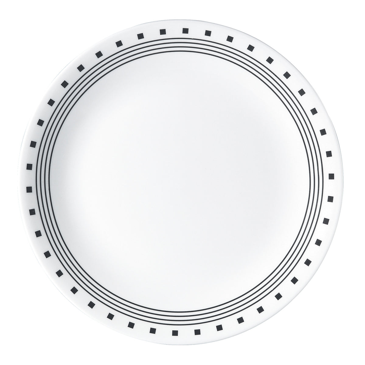 Corelle CITY BLOCK white dinnerware set featuring plates, bowls, and mugs with modern geometric design.