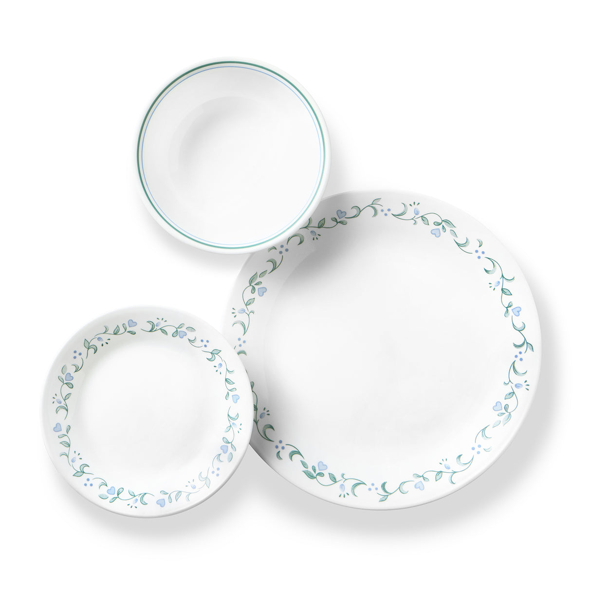 CORELLE Service COUNTRY COTTAGE in Weiß, zeigt Teller, Tassen und Schüsseln im landhausstil, elegante weiße Keramik.