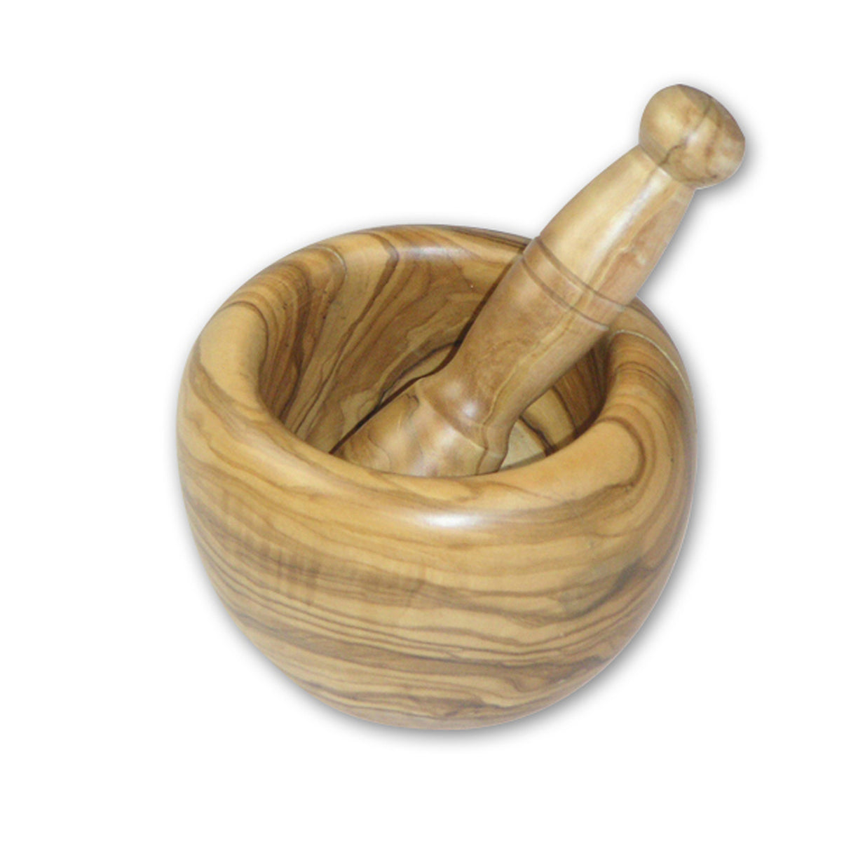 BÉRARD Mörser mit Stößel aus Oliveholz, Durchmesser 10 cm, ideal zum Mahlen von Gewürzen und Kräutern.