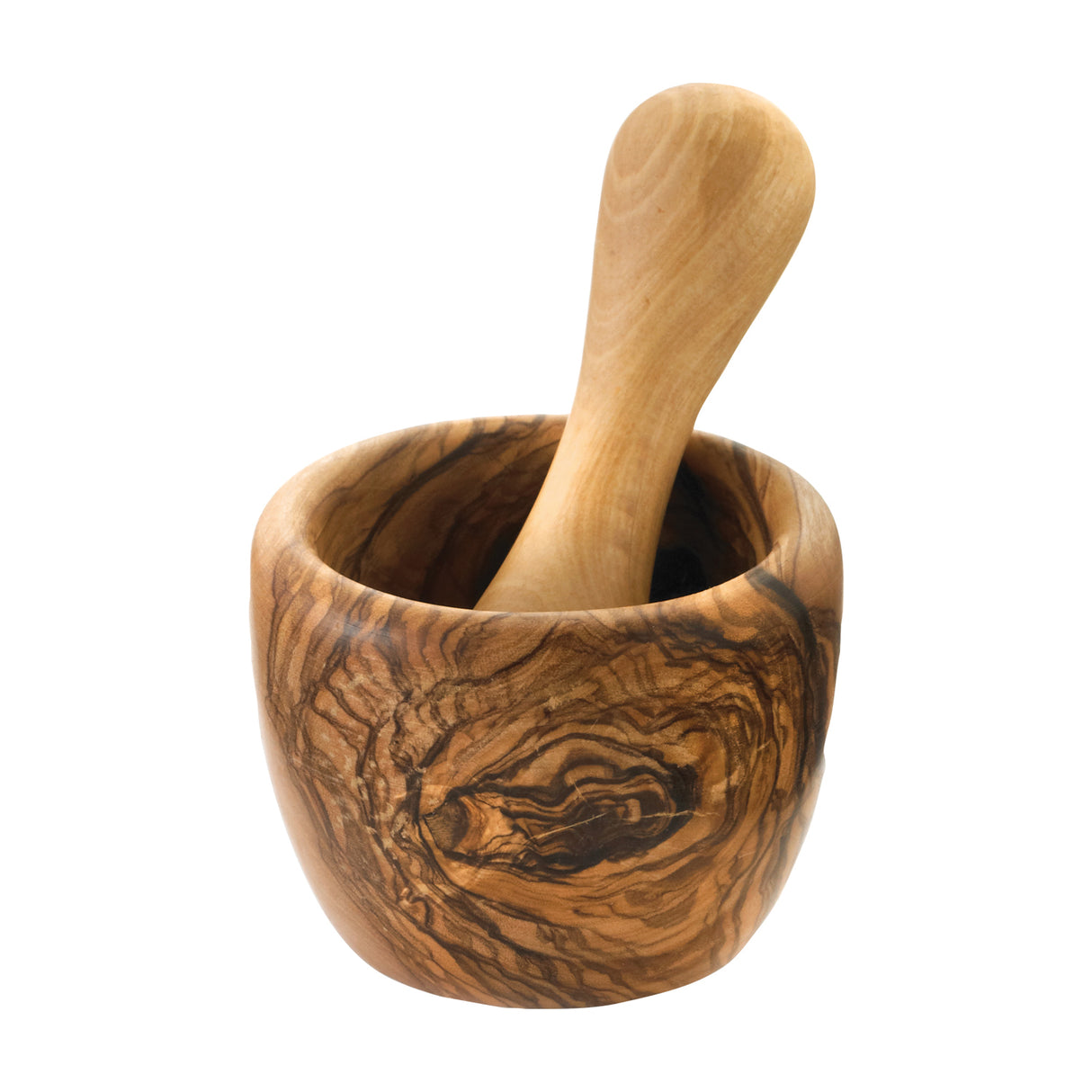 BÉRARD Mörser mit Stößel aus Olive, Durchmesser 7 cm, ideal zum Mahlen von Gewürzen und Kräutern.