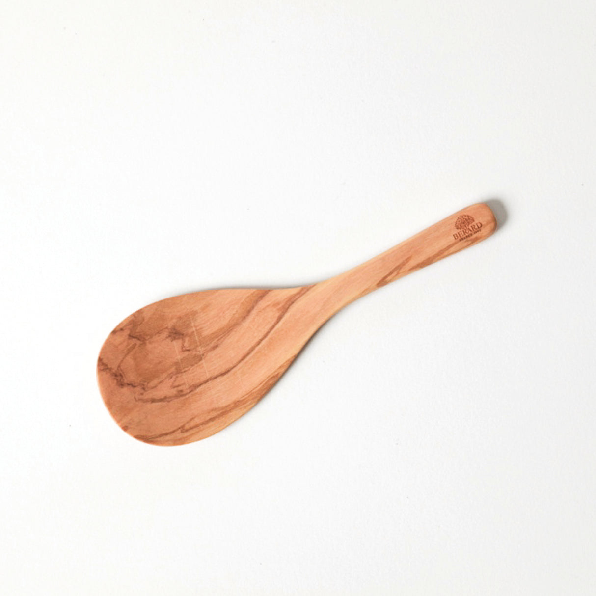 BÉRARD Reislöffel aus Oliveholz, 21,5 cm, handgefertigter Küchenlöffel ideal für Reis und Beilagen, natürliche Holzmaserung sichtbar