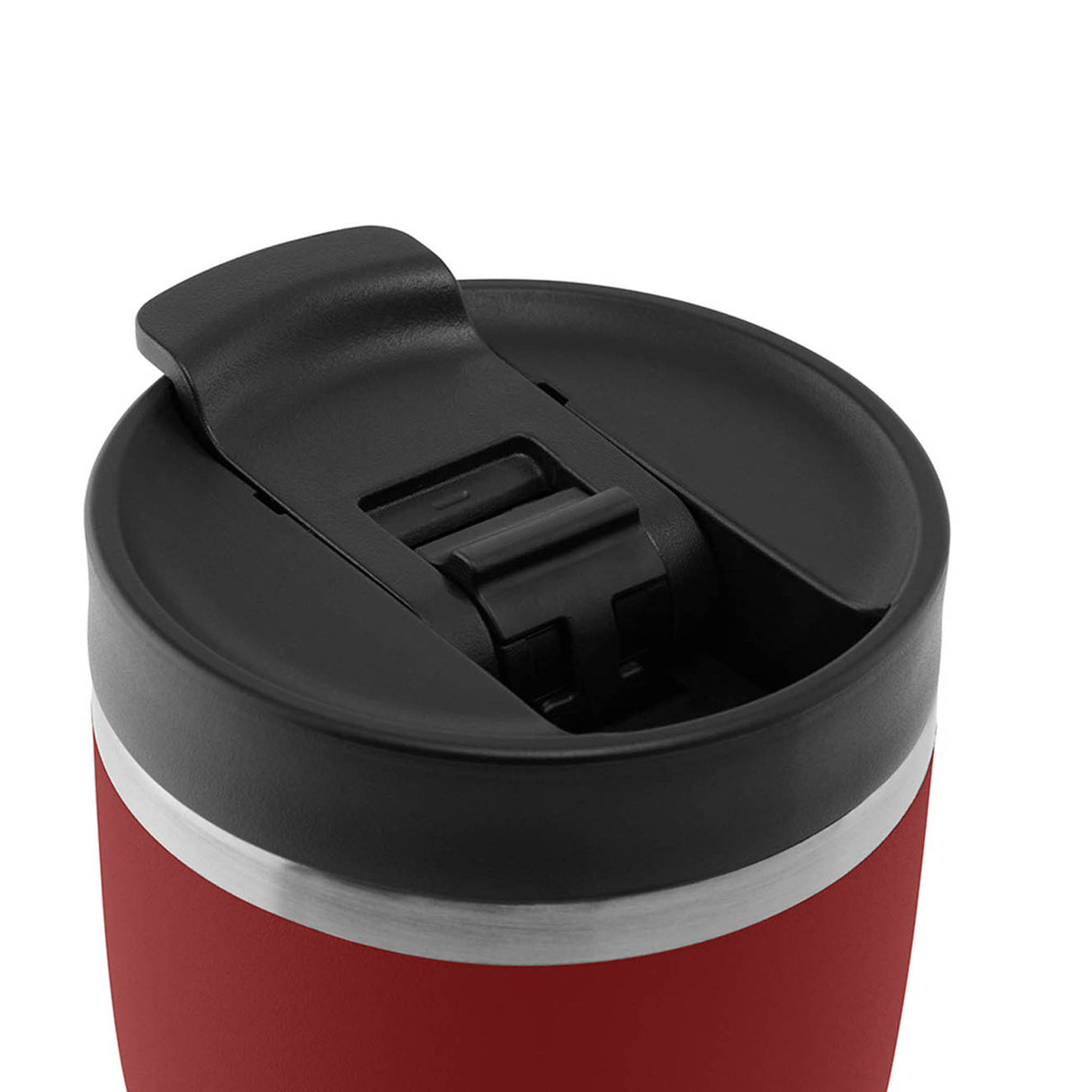 PROFINO Thermobecher BARISTA in Burgund, isolierende Trinkbecher mit Edelstahlverschluss und hygienischer Silikondichtung.
