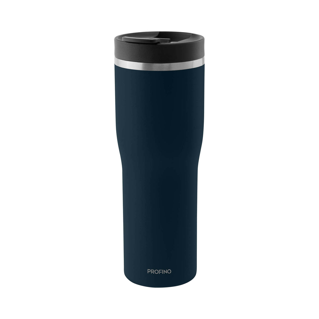 PROFINO Thermobecher BARISTA in Blau, isolierter Trinkbecher aus Edelstahl mit Deckel und ergonomischem Griff.