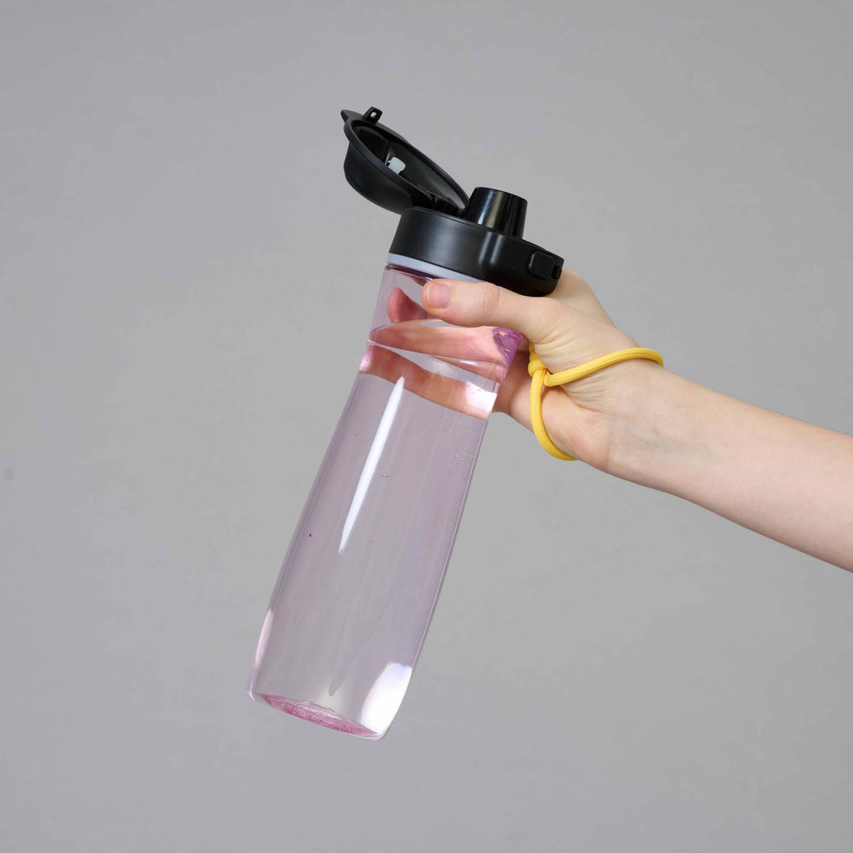 PROFINO Trinkflasche ACTIVE, 750 ml aus durchsichtigem Kunststoff mit blauem Deckel und Sportverschluss, ideal für unterwegs