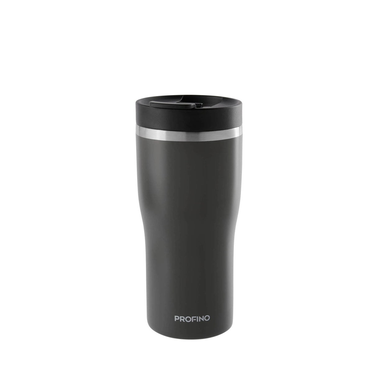 Grauer PROFINO Thermobecher BARISTA, 250 ml, isoliert, mit Deckel, für heiße Getränke, aus langlebigem Edelstahl