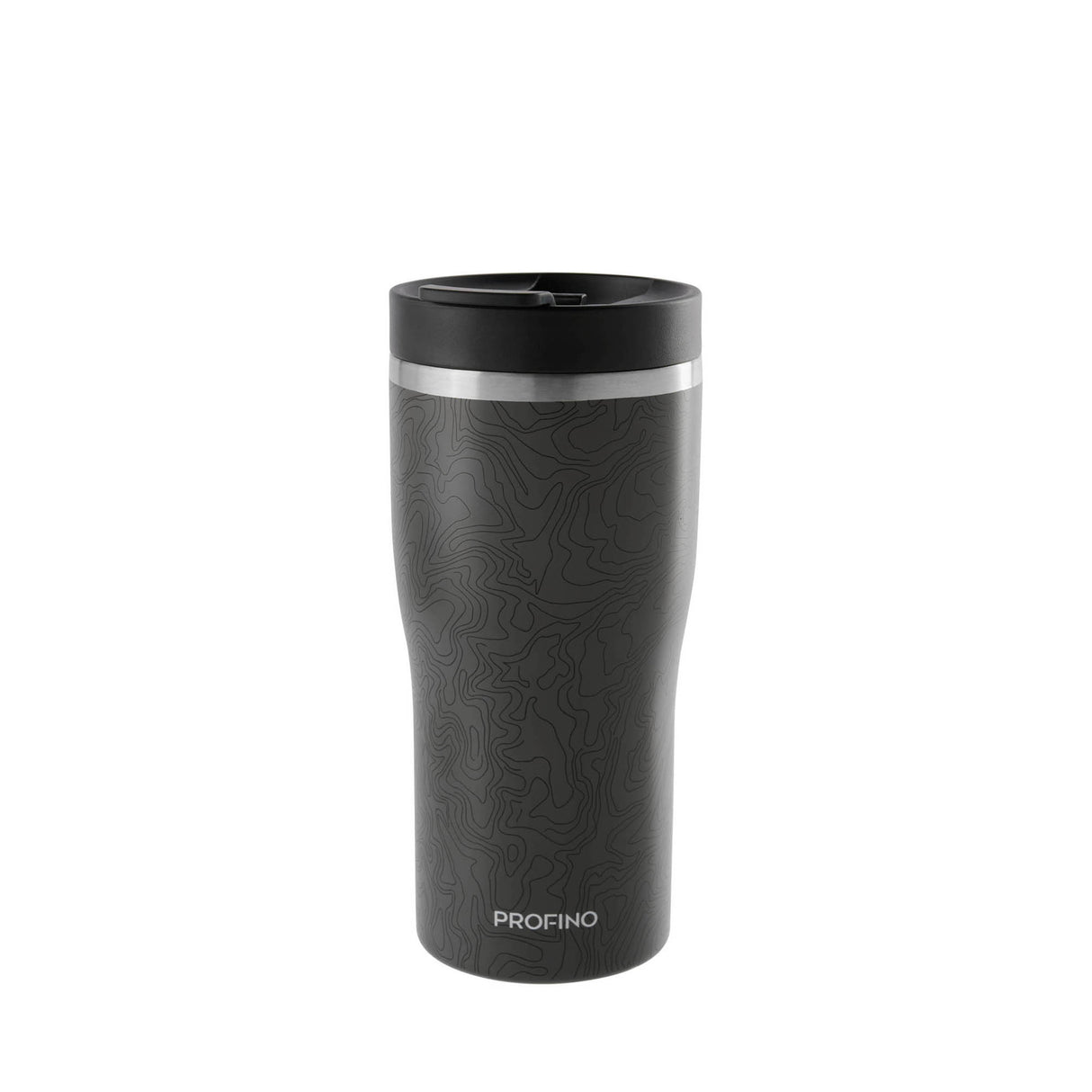 Grauer PROFINO Thermobecher BARISTA, 350 ml, isolierter Kaffee- und Tee-Becher mit Deckel, für unterwegs