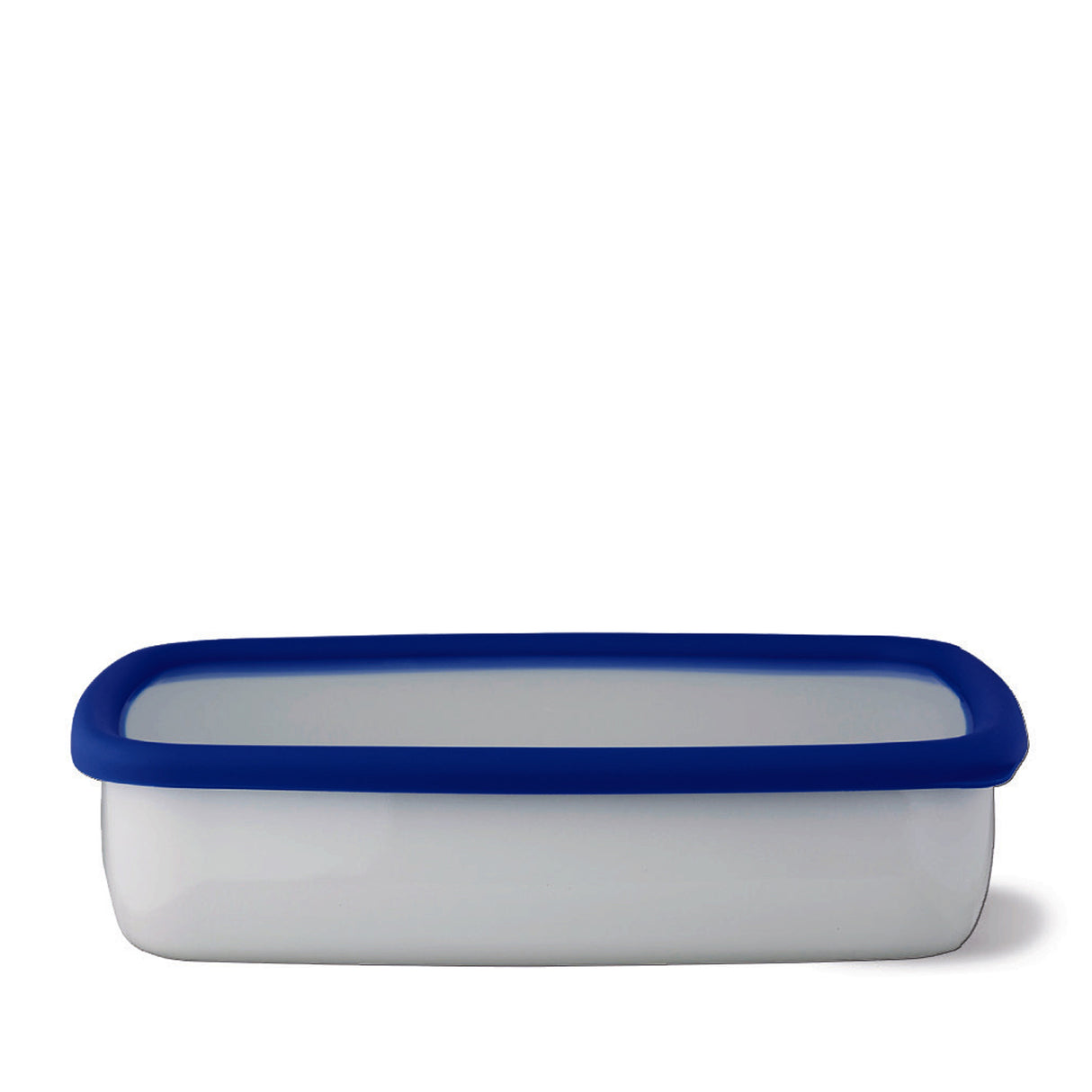 Dunkelblaue Emailledose von HONEYWARE, Classic-Design, mit Deckel und glatter Oberfläche, ideal für Aufbewahrung.