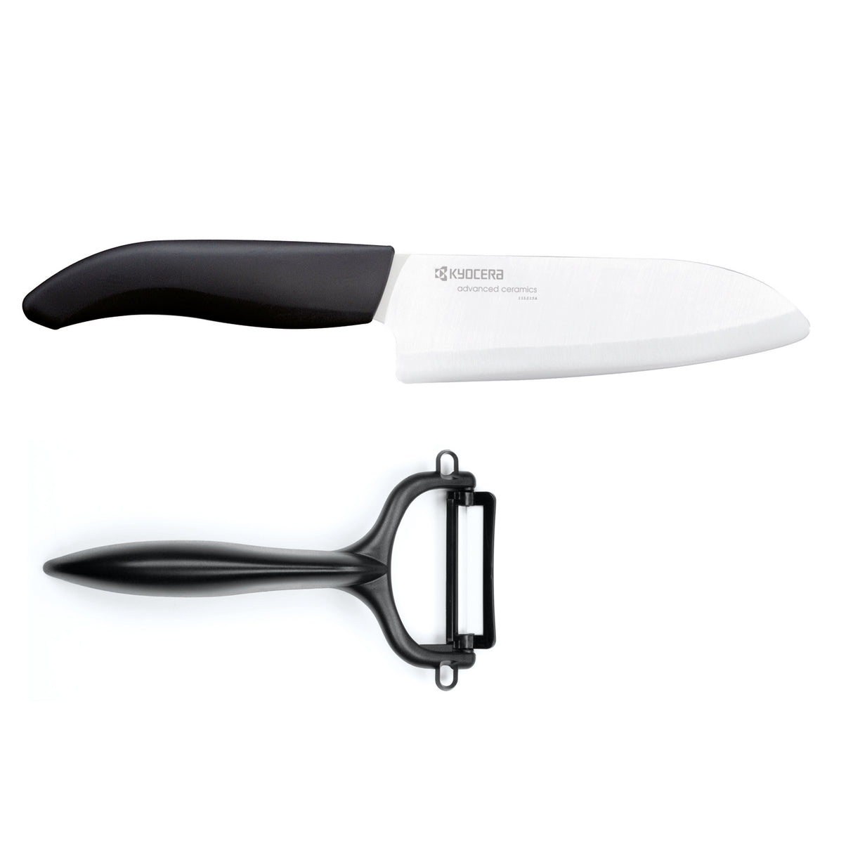 Kyocera Keramik-Gemüsemesser mit Schäler im Set, scharfe Küchenmesser aus Keramik für Gemüse, modernes Design