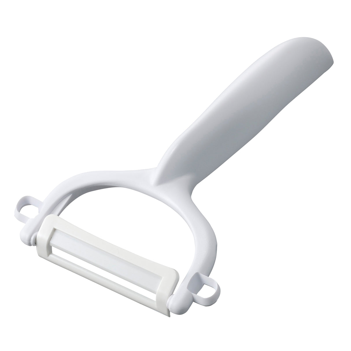 KYOCERA Schäler mit doppelseitigem grünen Schliff, ideal zum Schälen von Obst und Gemüse, detailreiche Nahaufnahme