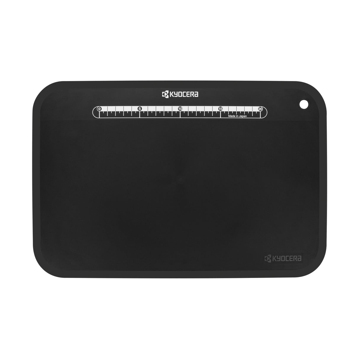Flexible schwarze Schneidunterlage von KYOCERA, 37 x 25 cm, ideal für Schneidearbeiten in der Küche.