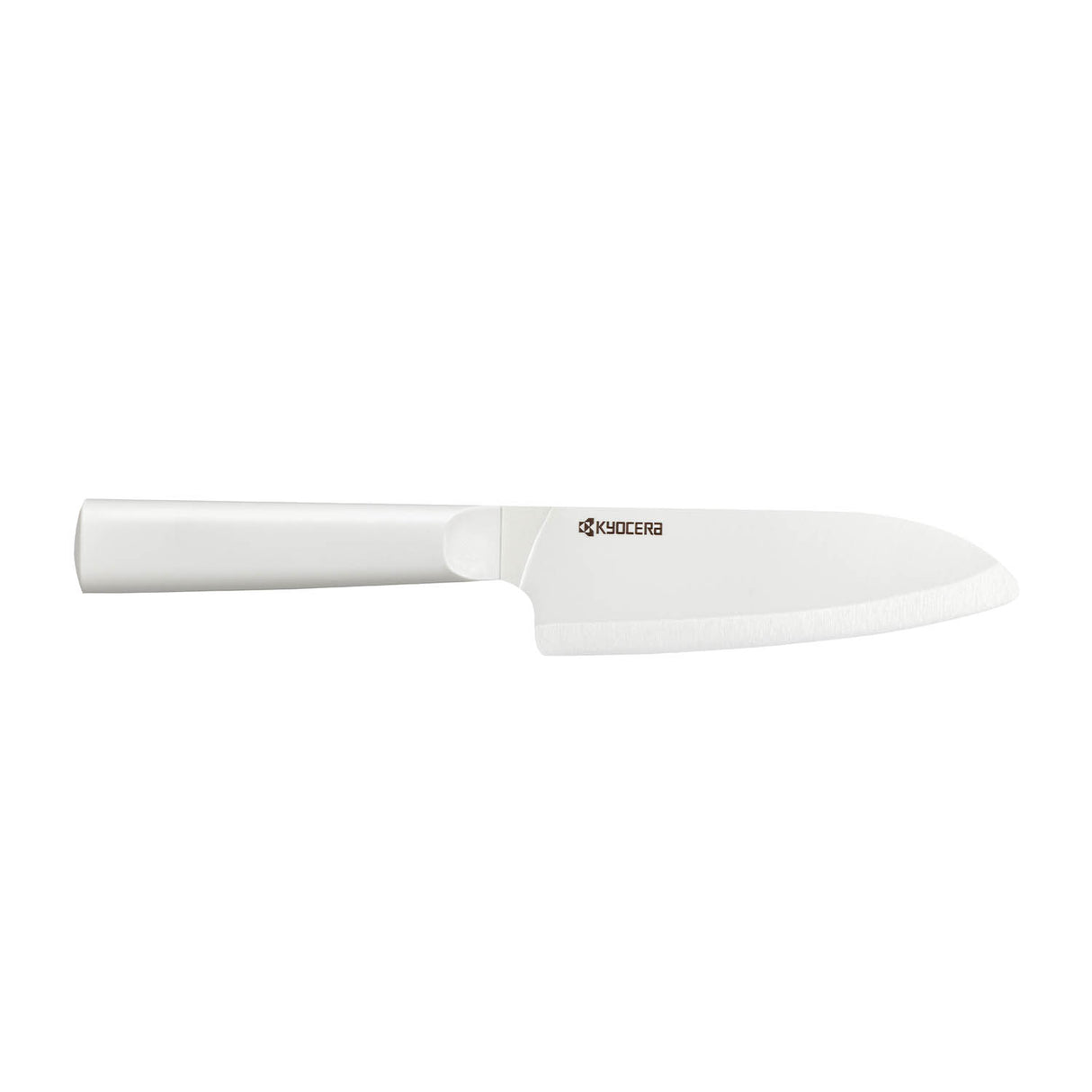 Weiße KYOCERA Keramikmesser CHOWA mit scharfer Klinge, ideal zum präzisen Schneiden von Lebensmitteln.