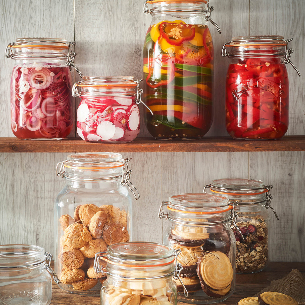 Quadratisches Kilner Einmachglas mit Bügelverschluss, 500 ml, klares Glas für Lebensmittelaufbewahrung