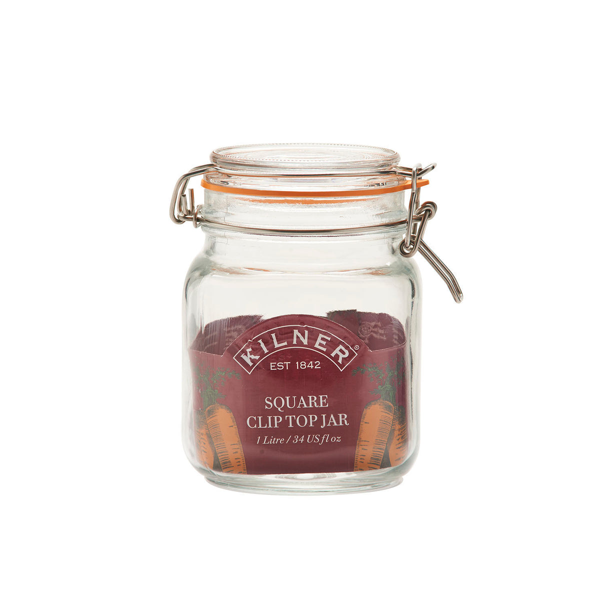 KILNER Einkochglas Clip Square, klares Glas für Konservierung, mit Clipverschluss, rechteckiges Design und transparentem Glas.