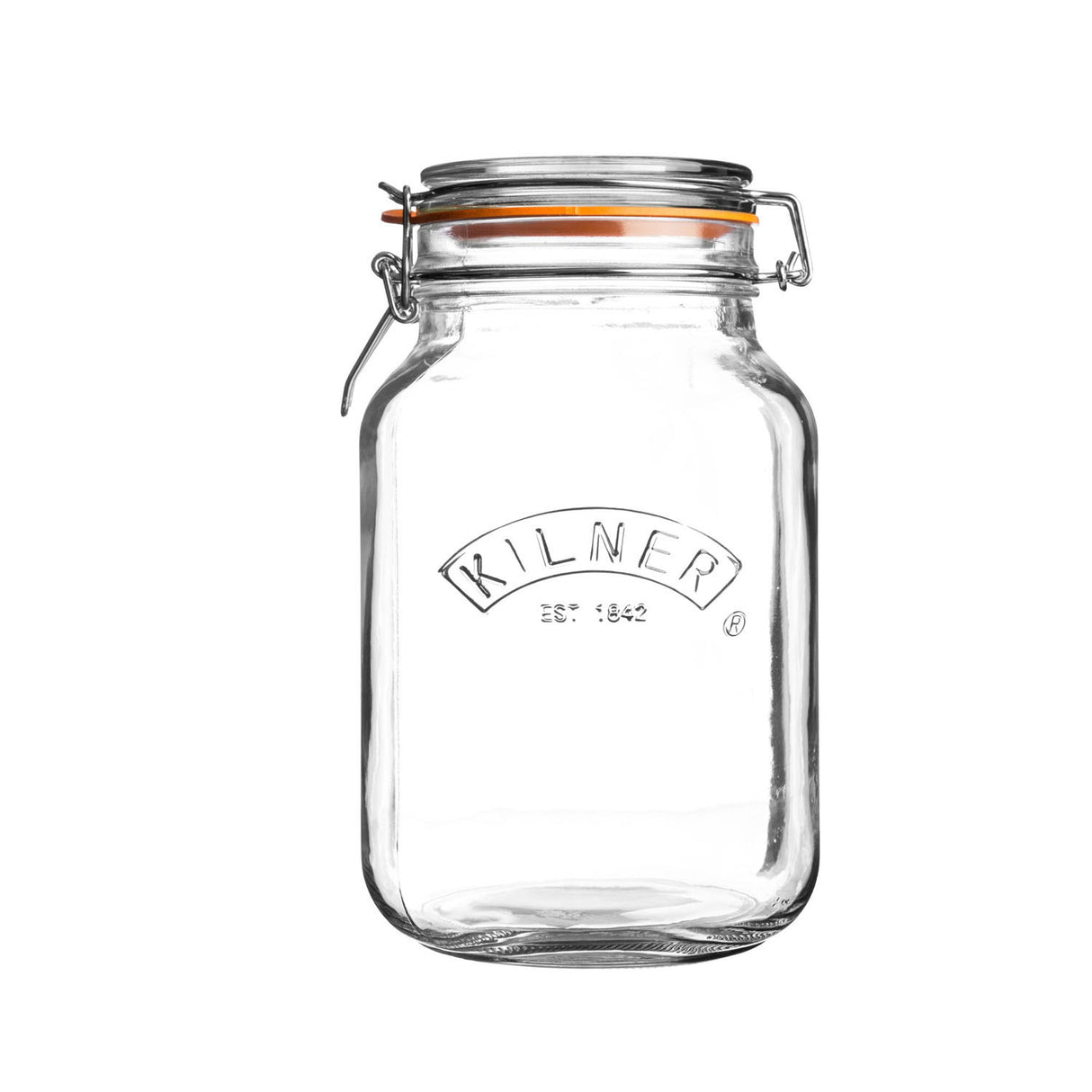 KILNER Einkochglas Clip Square in klarem Glas, ideal für die Konservierung von Lebensmitteln, mit stabilem Deckel