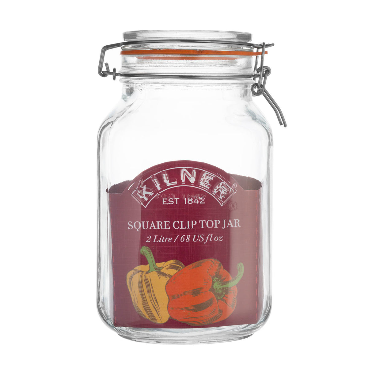 KILNER Einkochglas CLIP SQUARE, klar, quadratisches Glas mit Clip-Verschluss für Einmachen und Aufbewahrung