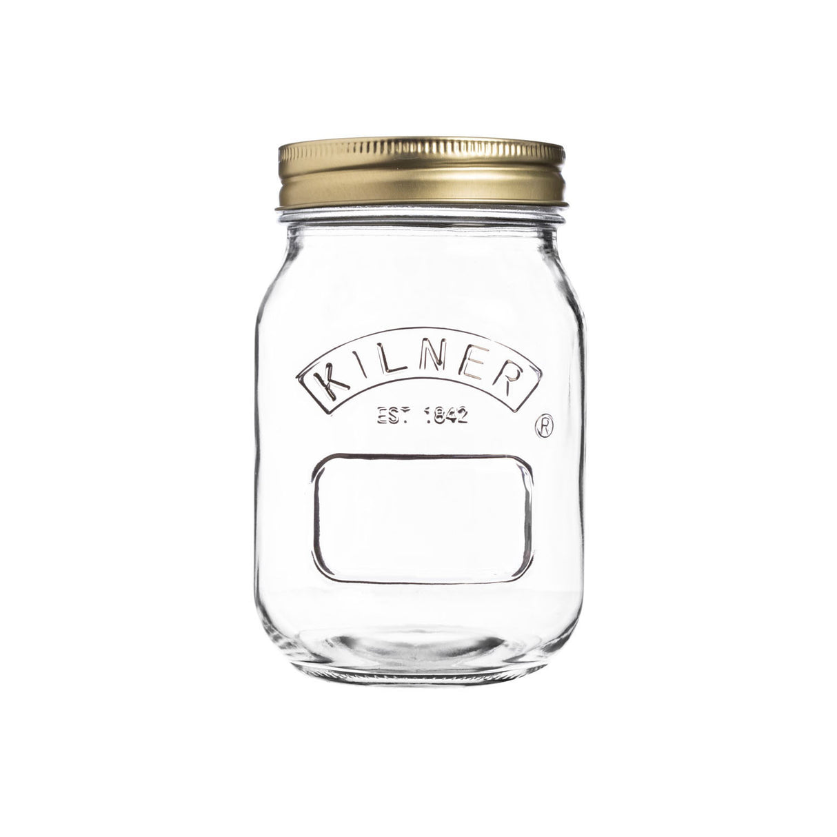 Klare KILNER Einkochglas mit Schraubverschluss, ideal zum Einmachen und Konservieren von Lebensmitteln.