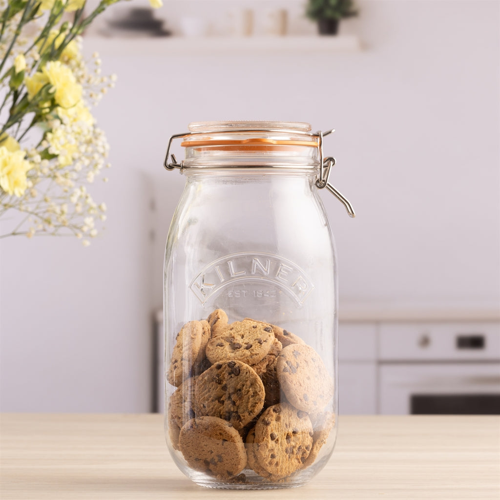 KILNER Einkochglas Clip Round in klarem Glas, ideal für Konserven und Einmachgläser, mit Metallverschluss und transparentem Design