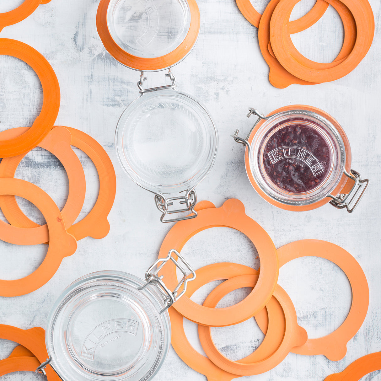 KILNER Einkochringe im 6er-Set für Gläser, 0,35 bis 2 Liter, aus Gummi, zum Einkochen und Einmachen von Lebensmitteln