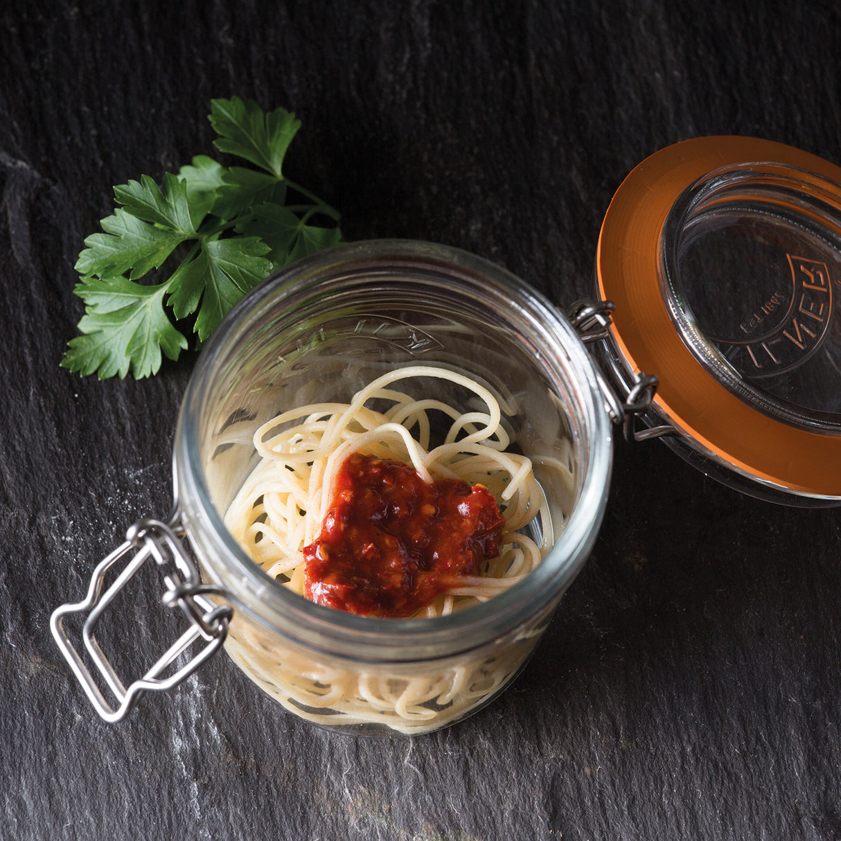 KILNER Einkochglas CLIP ROUND, klares Glas zum Einkochen, mit Metallverschluss und Schraubring für Lebensmittelkonserven