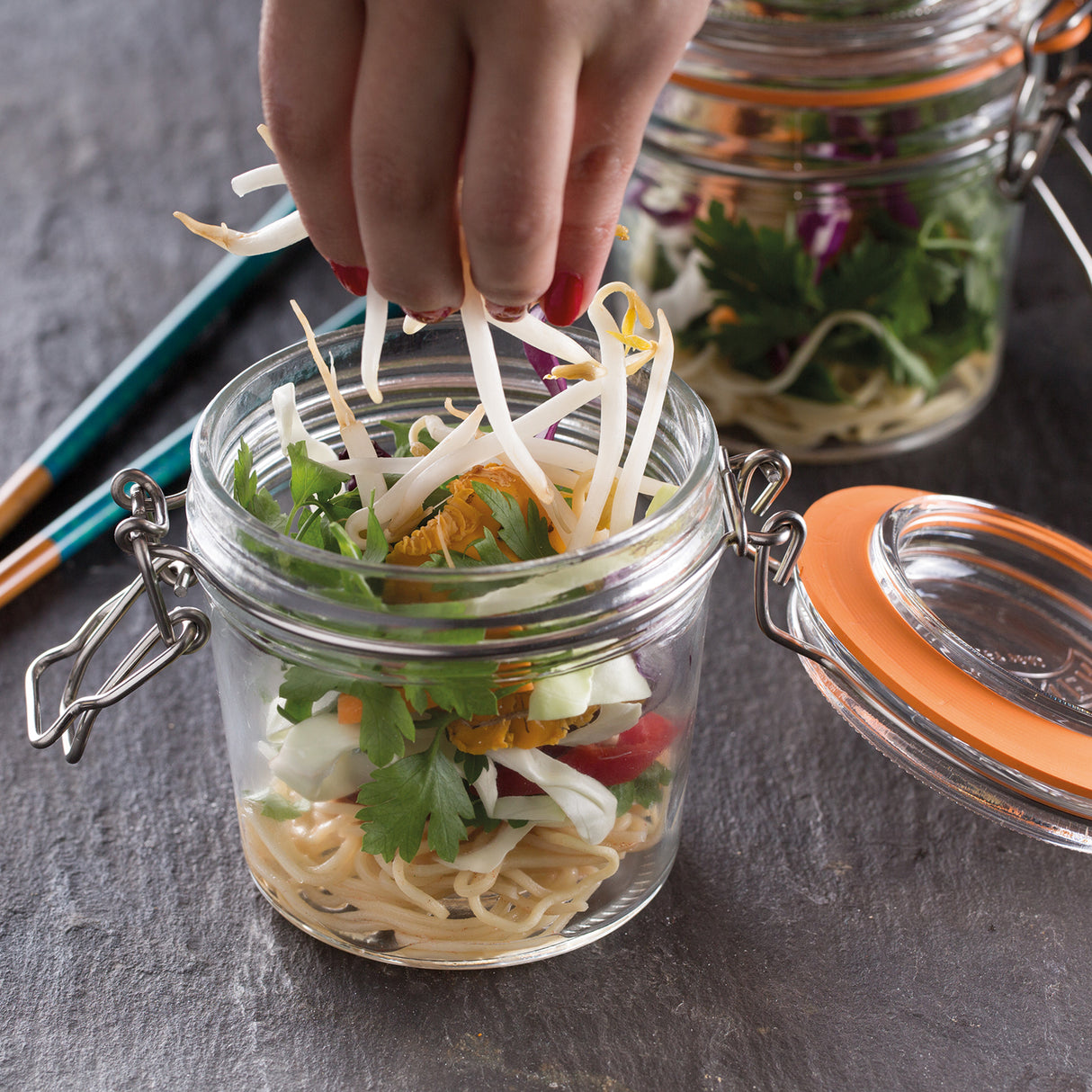 KILNER Einkochglas CLIP ROUND, klares Glas mit Metallverschluss, ideal zum Einmachen und Konservieren von Lebensmitteln