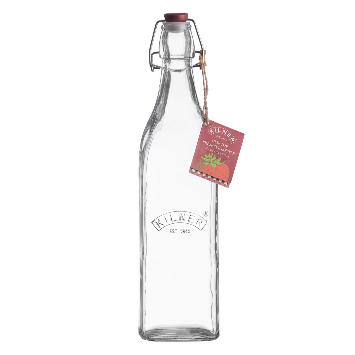 KILNER Einkochflasche CLIP SQUARE aus klarem Glas mit Metallverschluss, ideal zum Einkochen und Aufbewahren von Lebensmitteln