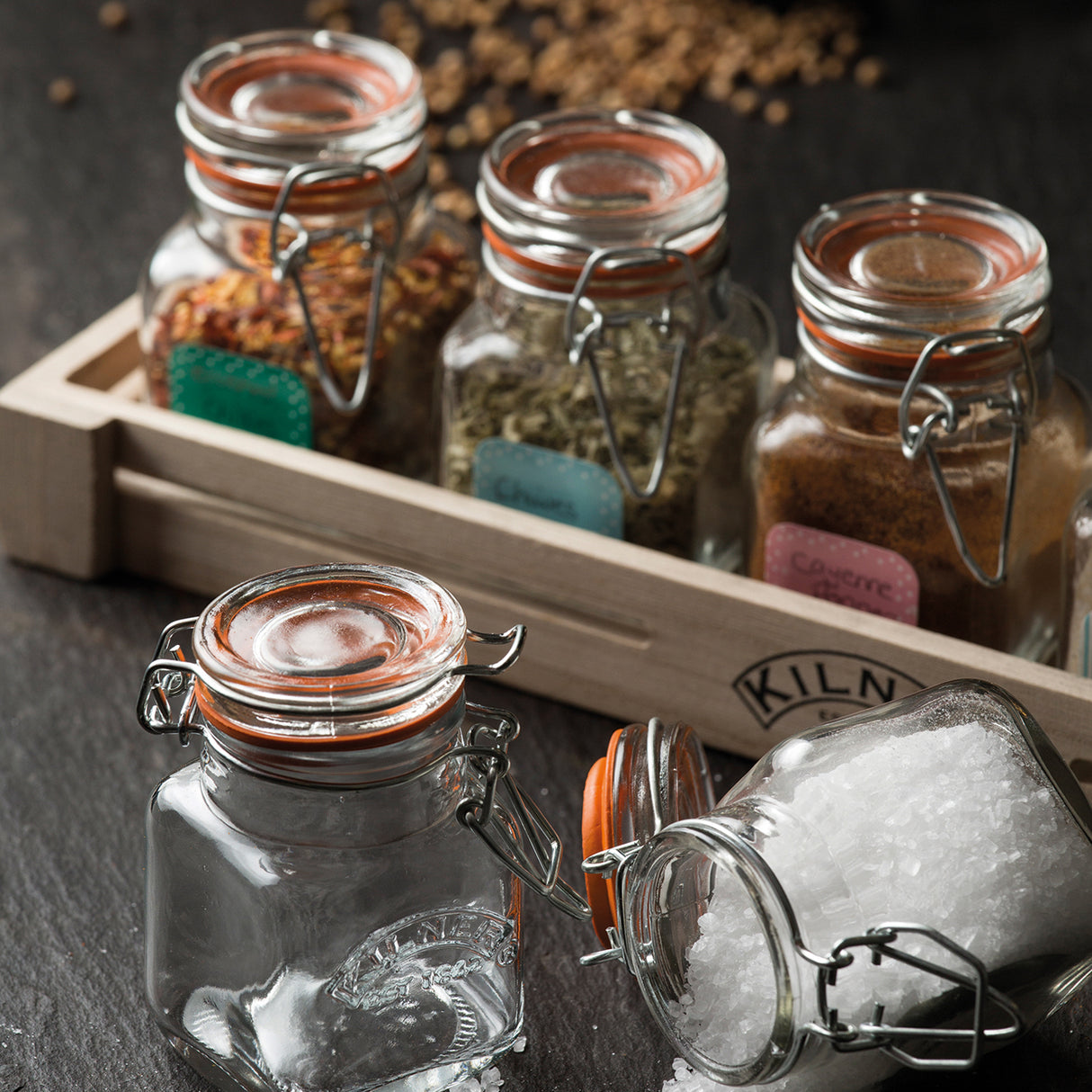 KILNER Einkochglas CLIP SQUARE, klares Glas mit Schraubverschluss, ideal für Einmachgläser und Vorratsbehälter
