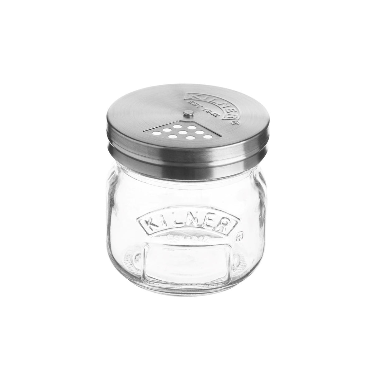 KILNER Streu-Gläschen aus klarem Glas, 250 ml, mit Schraubverschluss, ideal zum Aufbewahren von Gewürzen oder Streugut.