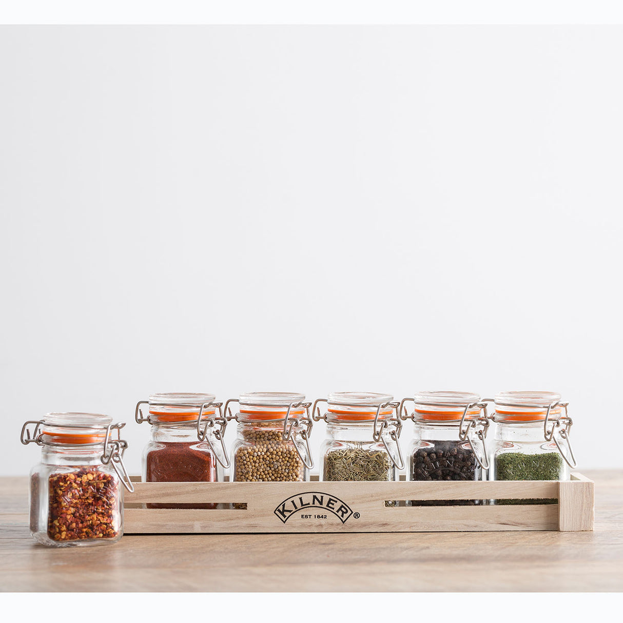 KILNER Gewürzgläser, 6 Stück, klare Gläser mit Schraubdeckel, ideal für Gewürze und Kräuter, 70 ml Fassungsvermögen