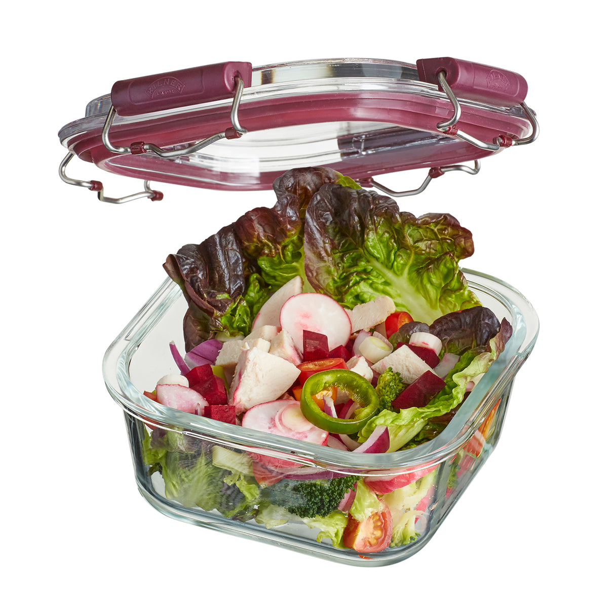 KILNER Frischhaltedose aus klarem Glas, 750 ml Fassungsvermögen, luftdicht verschlossen, ideal für Lebensmittelaufbewahrung