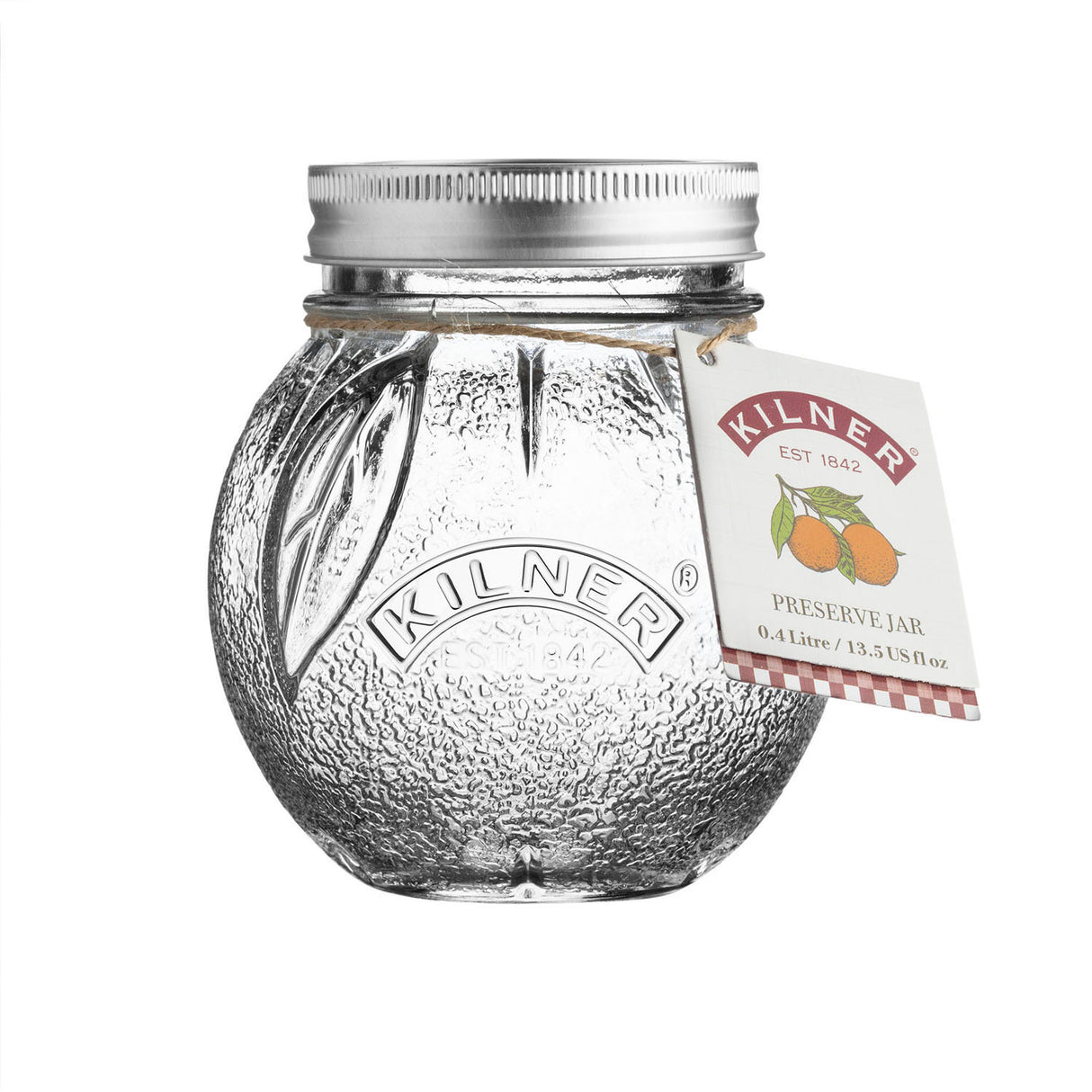 KILNER Marmeladenglas in Orange, 400 ml, mit Schraubverschluss und transparentem Glas für selbstgemachte Konfitüren.