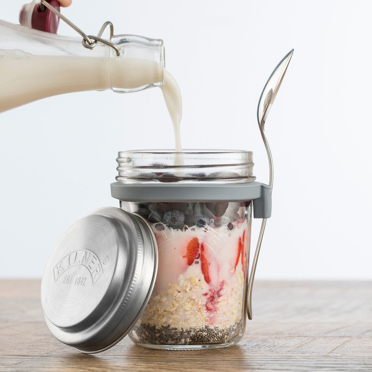 KILNER Frühstücksglas, transparent, 350 ml, ideal für To-Go-Frühstücksgetränke, aus robustem Glas gefertigt