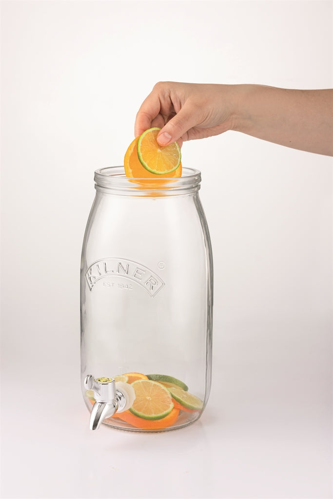 KILNER Getränkespender aus klarem Einmachglas, 3 Liter Fassungsvermögen, ideal für Getränke und Partys