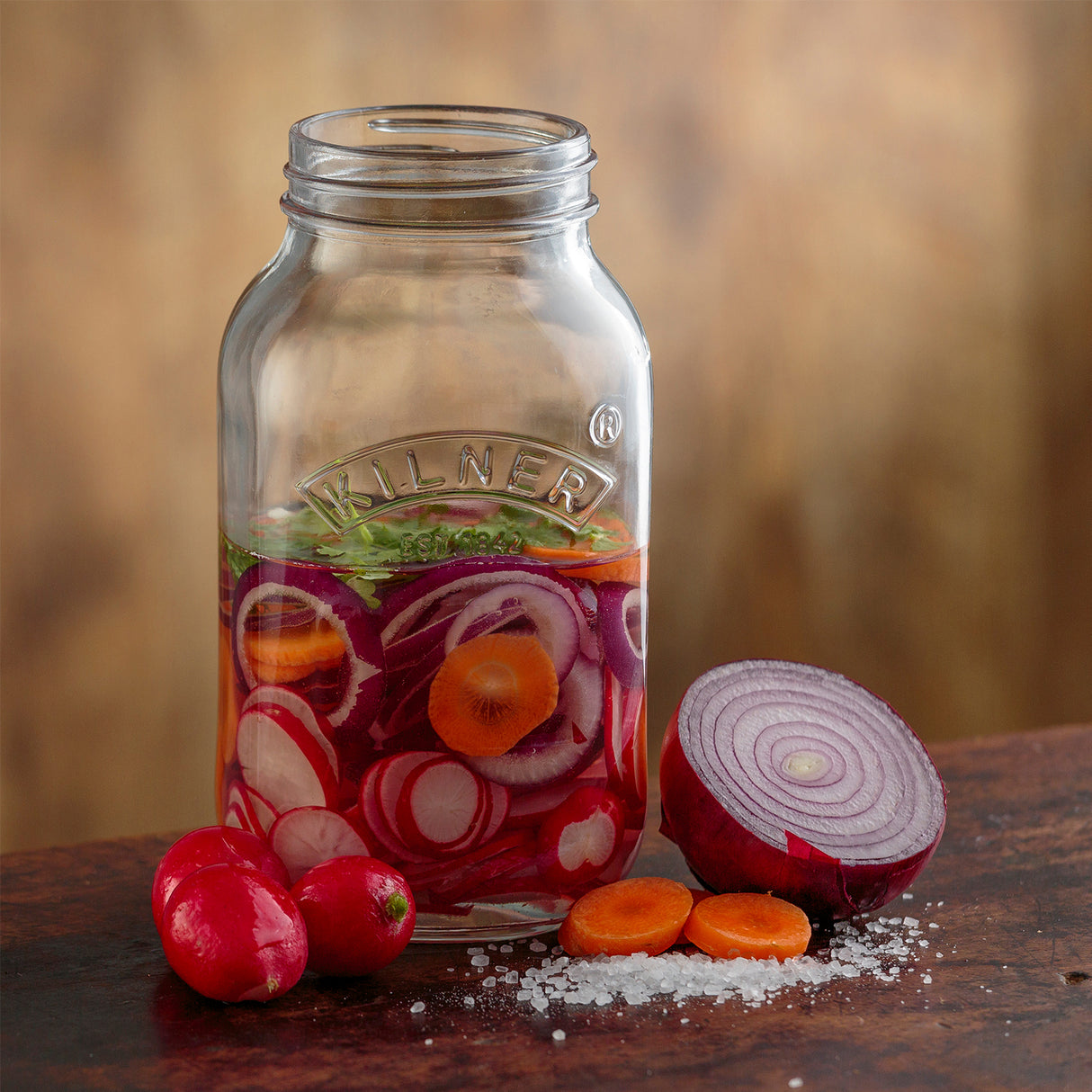 KILNER Fermentiergläser-Set, 2 kleine Gläser à 1 Liter, ideal zum Fermentieren und Einkochen, transparentes Glas mit Schraubverschluss