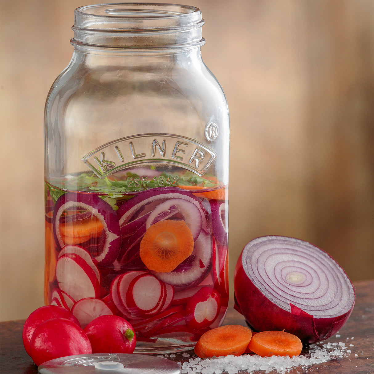 KILNER Fermentiergläser-Set, klein, 2 x 1 L, transparent mit Schraubdeckel, ideal für Sauerteig und Fermentation